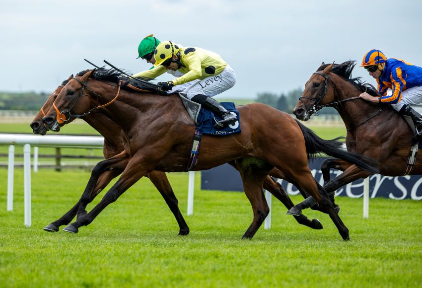 Rosallion and Sean Levey winning the 2024 Irish 2,000 Guineas at The Curragh. Photo: Patrick McCann/Racing Post