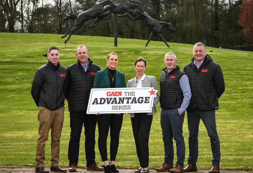 L-R: Richard Fitzsimons – Equine Business Manager, GAIN Equine, Niall O’Neill - Equine Business Manager, GAIN Equine, Vicki Donlon  - Commercial Manager, Horse Racing Ireland, Joanne Hurley – Head of Equine, GAIN Equine, Philip Gilligan -  Irish Country Manager, GAIN Equine and John Hore – Equine Business Manager, GAIN Equine pictured at the launch of the GAIN The Advantage Series.  