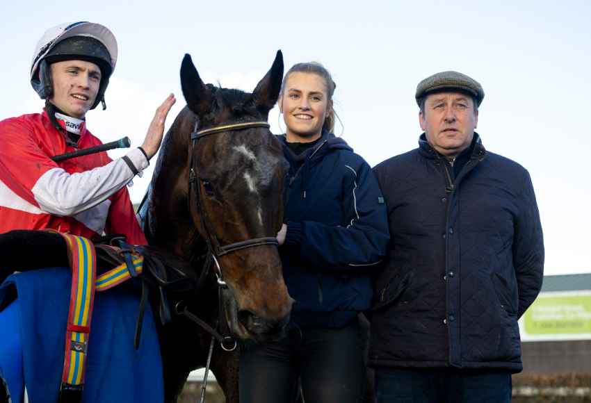 Winning connections pose at Ballinrobe racecourse 