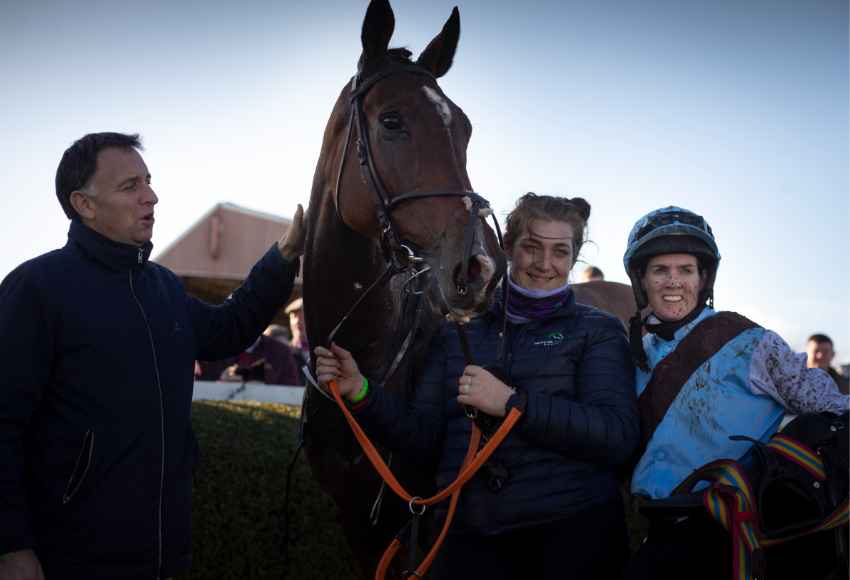 Henry De Bromhead and Rachael Blackmore with winning connections at Wexford racecourse