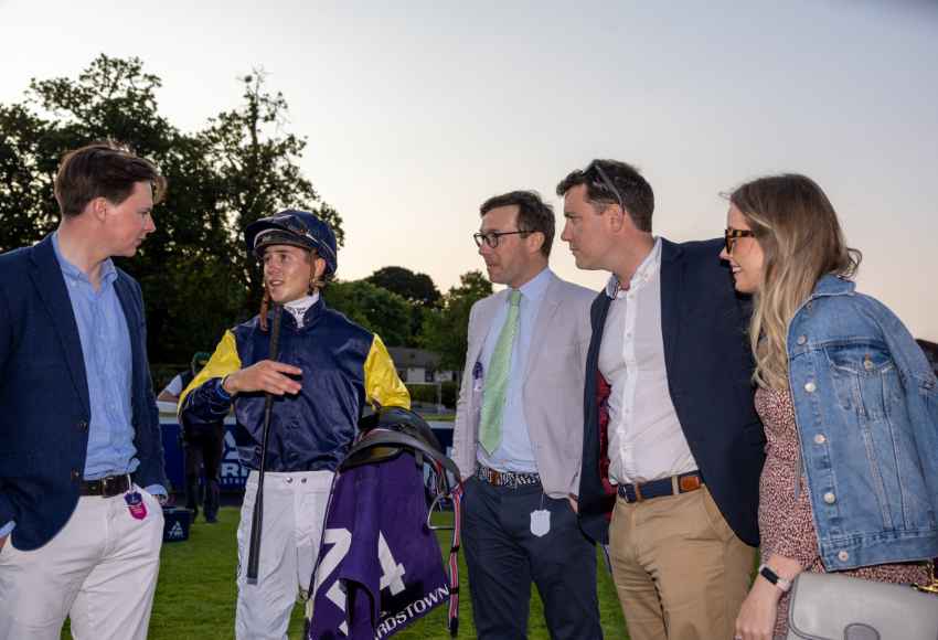 Trainer Joseph O'Brien talking to winning connections