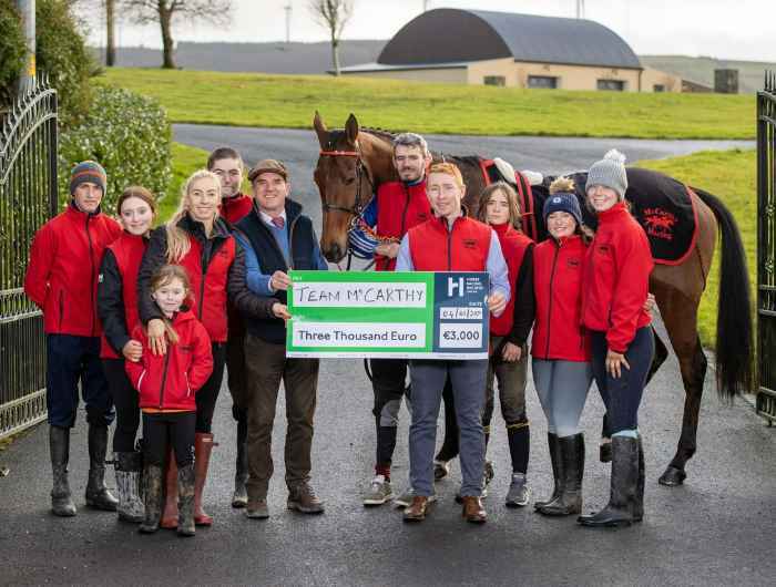 Staff from Eoin McCarthy's yard receive bto prize