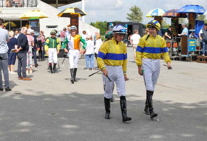 Jockeys walking towards the parade ring at Gowran Park